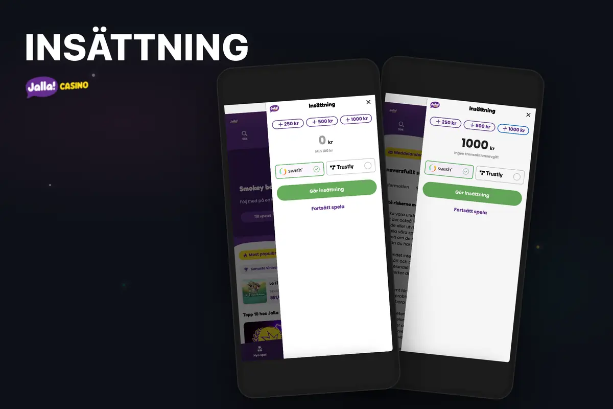 Insättning via Trustly och Swish på Jalla Casino
