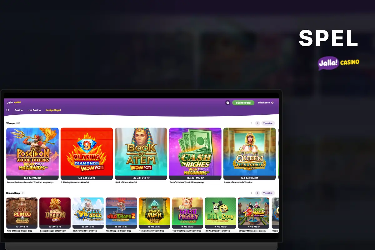 Spelutbudet hos Jalla Casino med populära titlar