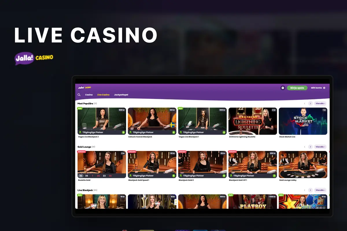 Livecasino hos Jalla Casino med Evolution och Pragmatic Play
